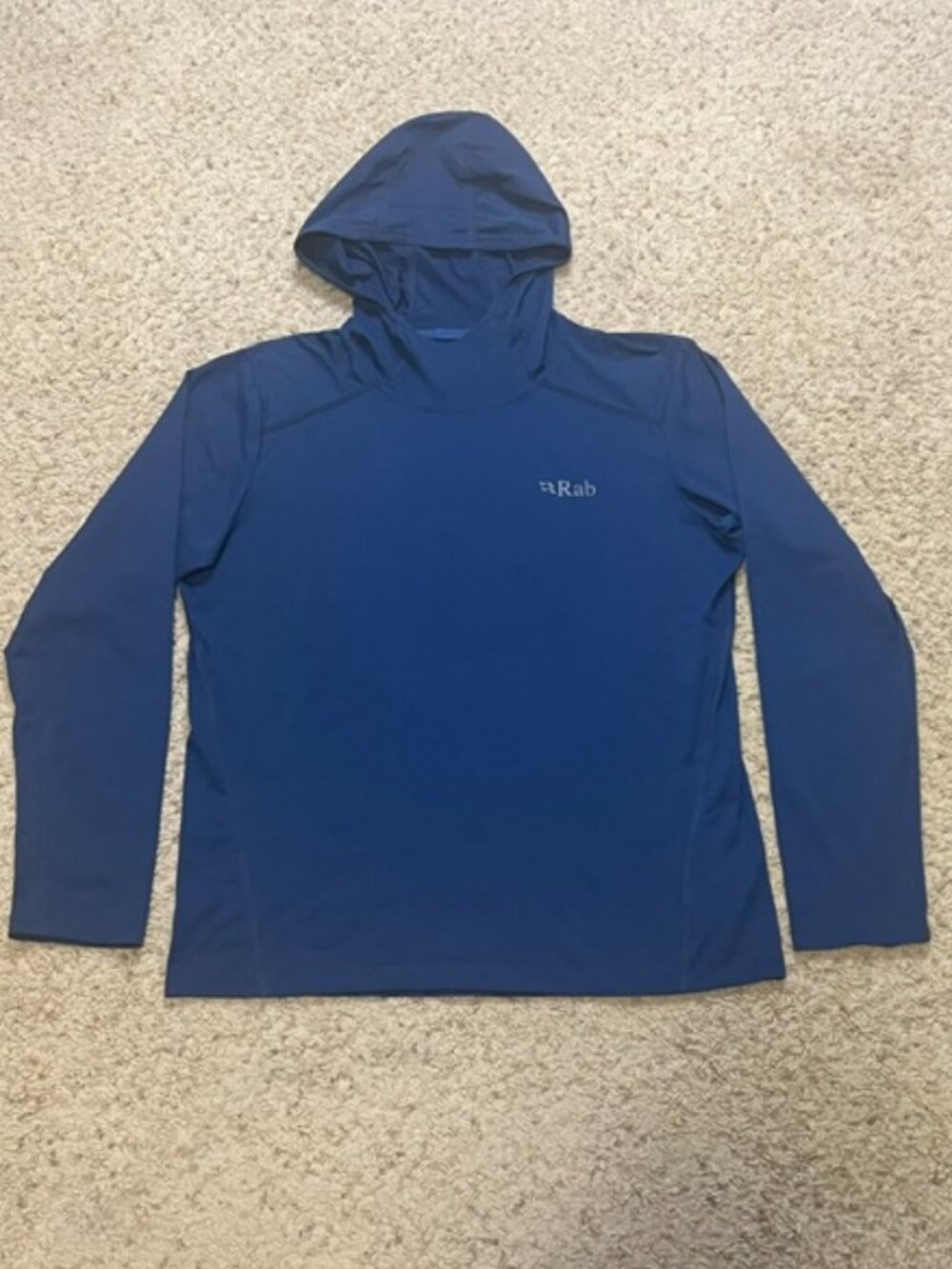 Rab Men's Navy Blue Force Lightweight Hoodie LS Shirt Size Large L Gorpcore